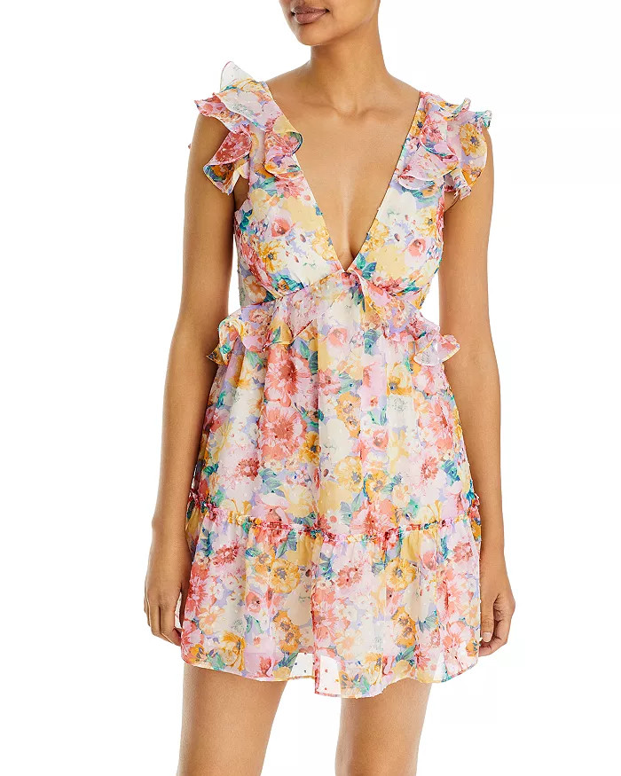 Ruffled V Neck Mini Dress - 100% Exclusive | Bloomingdale's (US)