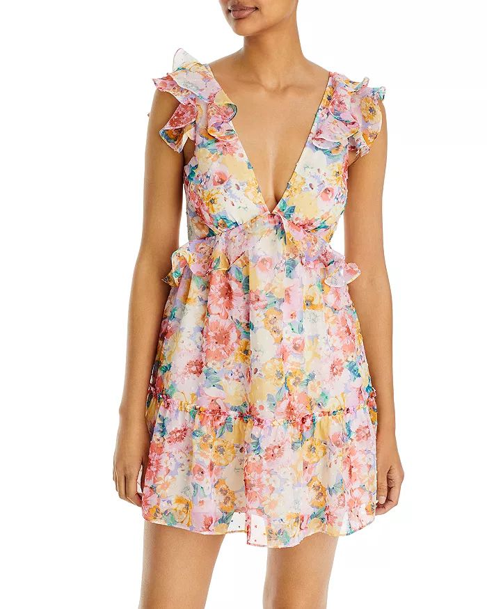 Ruffled V Neck Mini Dress - 100% Exclusive | Bloomingdale's (US)