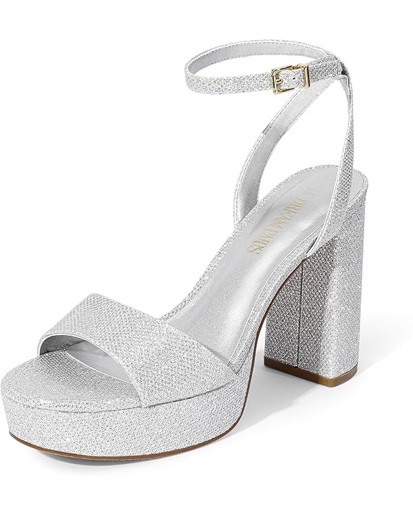 DREAM PAIRS Platform High Heels for Women Chunky Round Open Toe Ankle Strap Stylish Heeled Sandal... | Amazon (US)