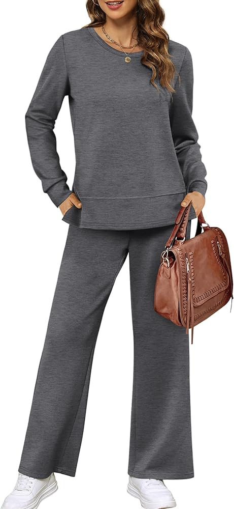 XIEERDUO Women's 2 Piece Lounge Sets Casual Fall Travel Outfits Fashion Wide Leg Tracksuit Cozy S... | Amazon (US)