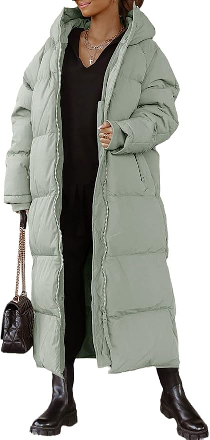 Tankaneo Womens Hooded Long Quilted Coat Maxi Length Long Sleeve Puffer Jacket Warm Padded Coat T... | Amazon (US)