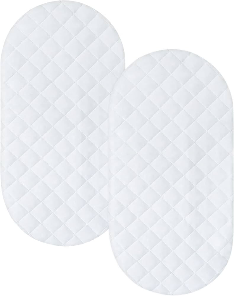 Bassinet Mattress Pad Cover 2 Pack Quilted Bassinet Mattress Protector Waterproof Bassinet Sheets... | Amazon (US)