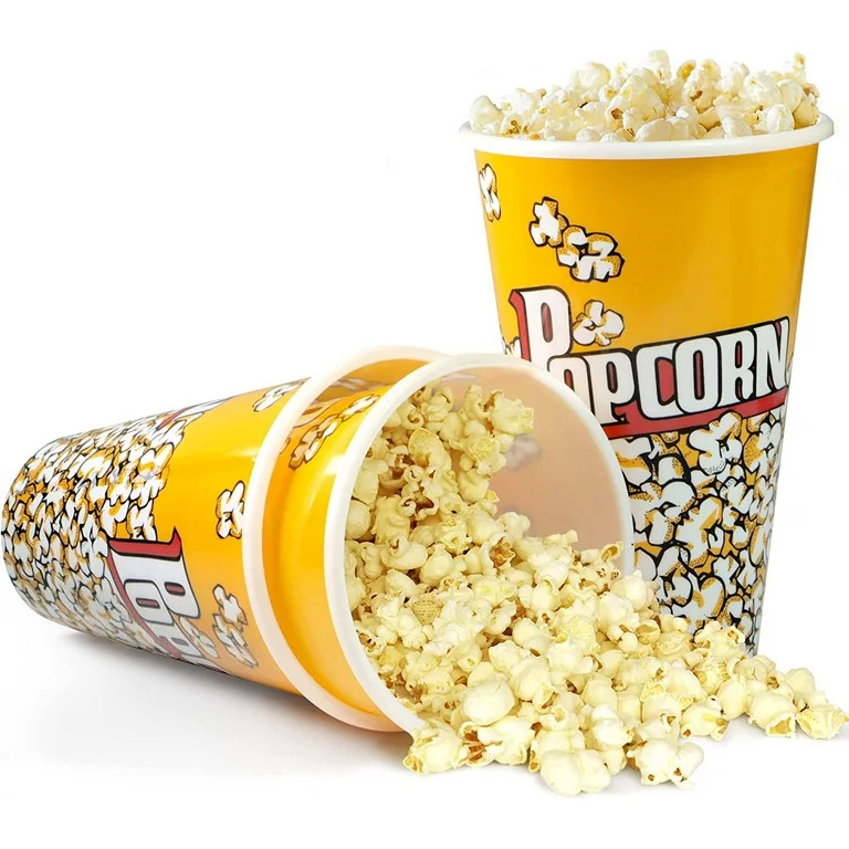 3 Pack Retro Style Plastic Popcorn Containers Popcorn Boxes Bucket for Movie Night 7" Tall x 4.5"... | Walmart (US)