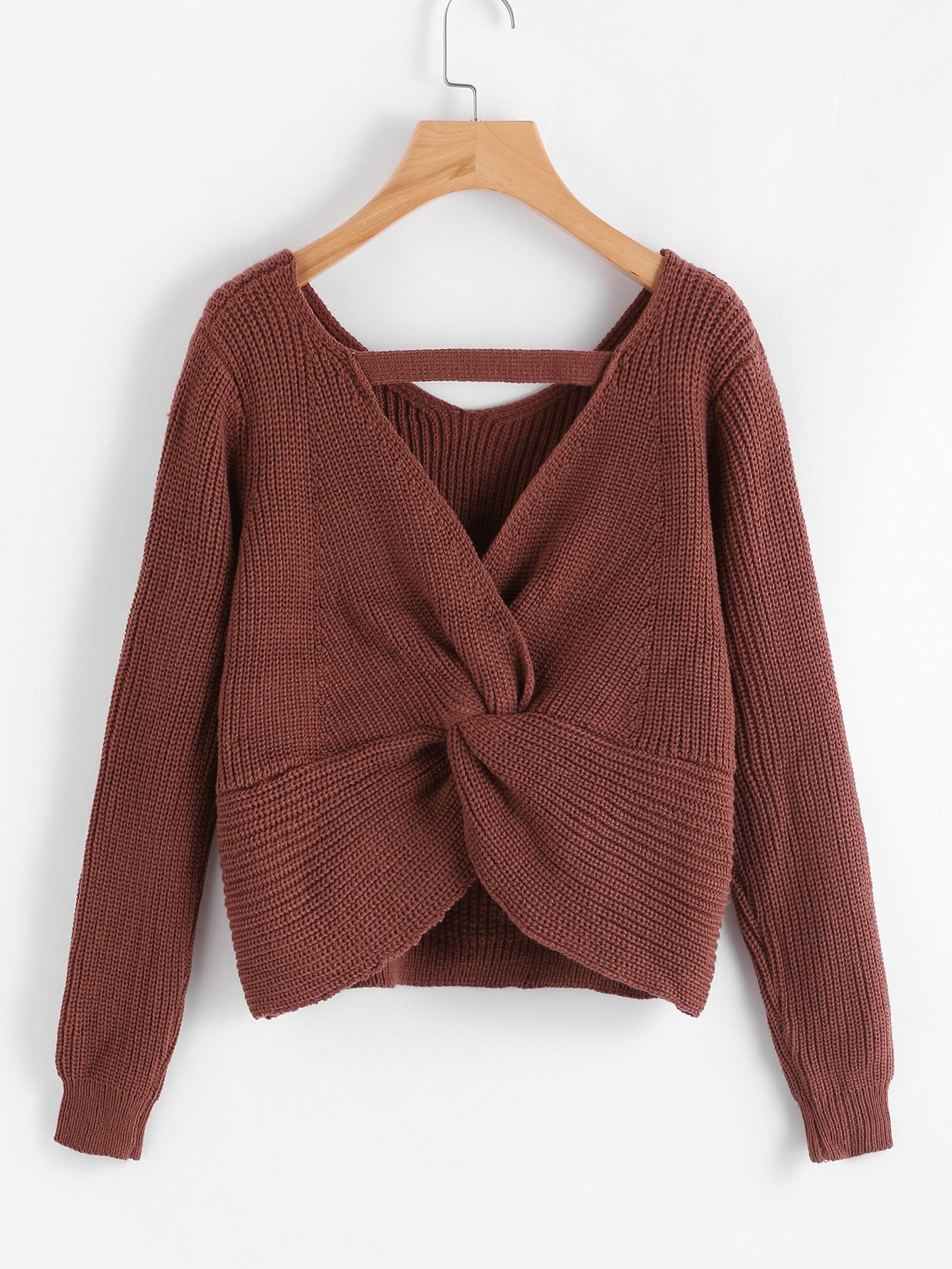 Twist Back Crop Sweater | SHEIN