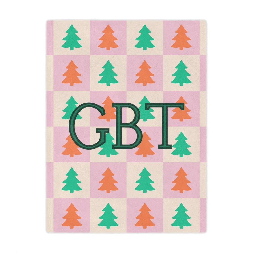 Custom Monogram Christmas Blanket Cozy Christmas Tree - Etsy | Etsy (US)