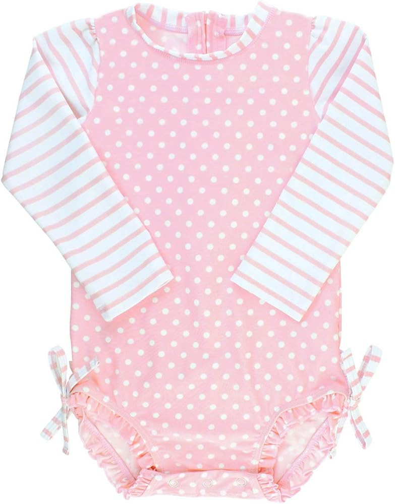 RuffleButts® Baby/Toddler Girls Long Sleeve One Piece Swimsuit with UPF 50+ Sun Protection | Amazon (US)