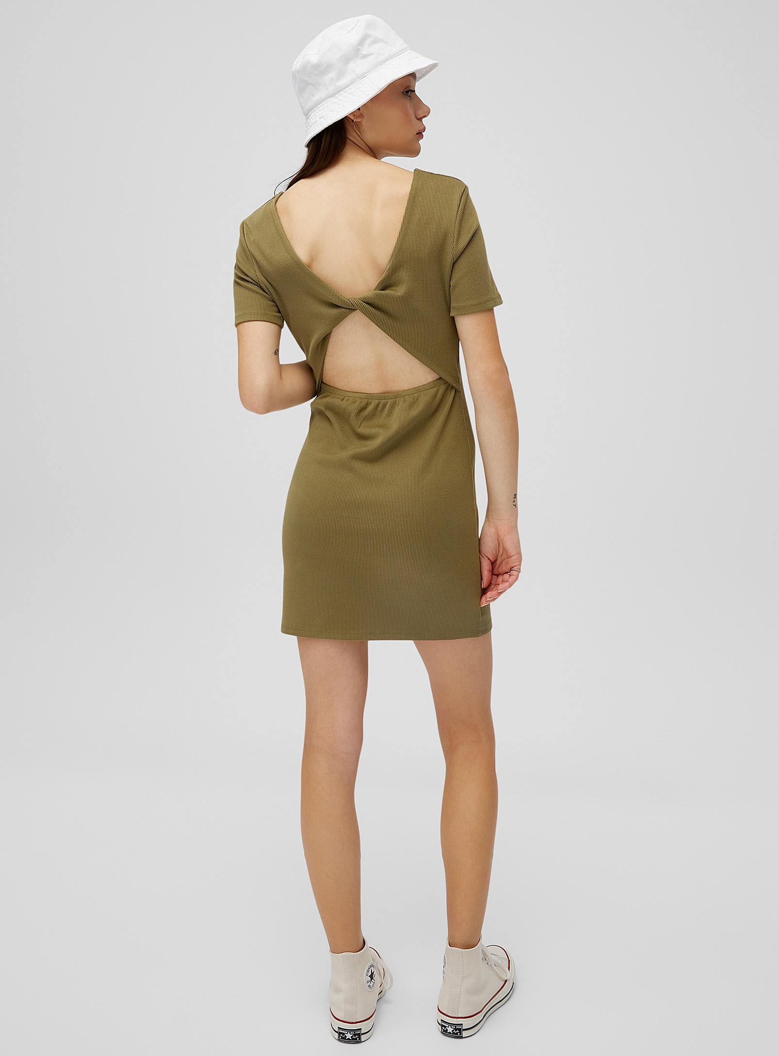 Twik - Twisted open-back bodycon dress (Women, Green, SMALL) | Simons