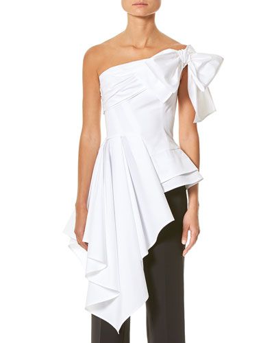 One-Shoulder Cascading Blouse | Neiman Marcus