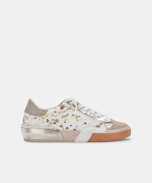ZINA SNEAKERS IN SILVER-GOLD METALLIC CALF HAIR | DolceVita.com