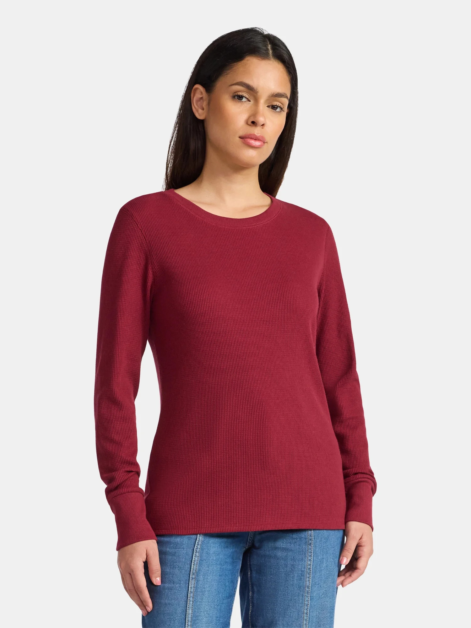 Time and Tru Women's Thermal Tee with Long Sleeves, Size XS-XXXL | Walmart (US)