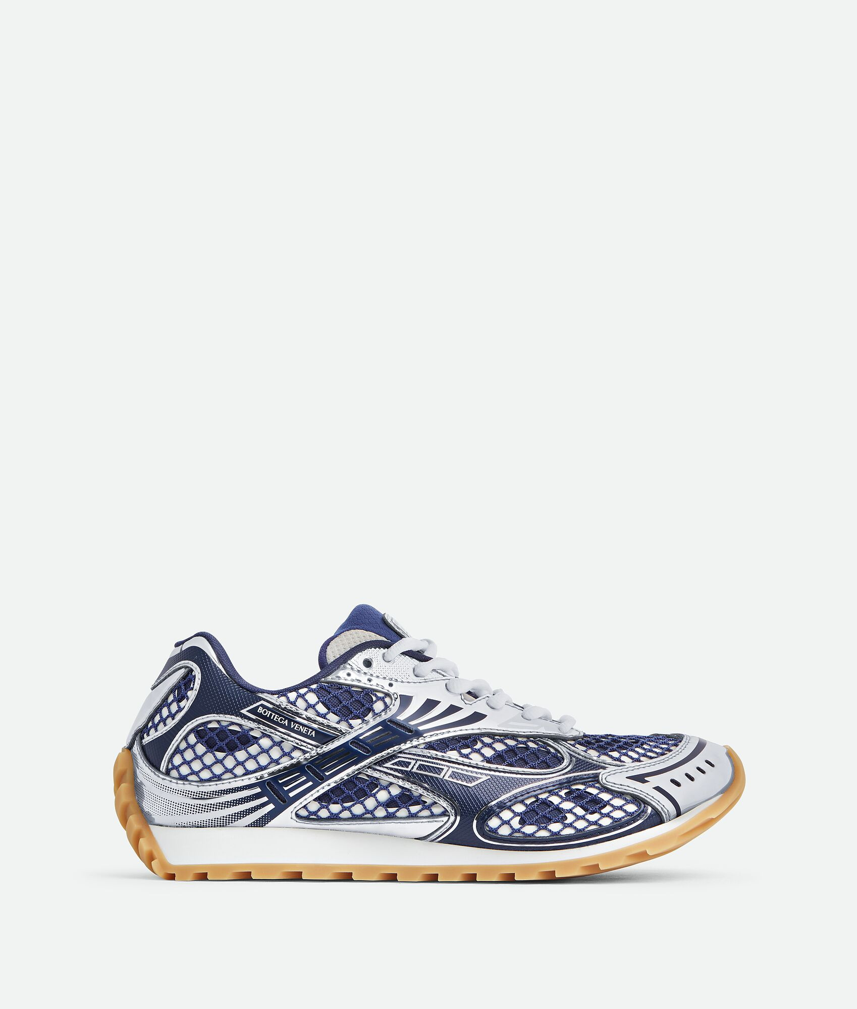 Bottega Veneta® Women's Orbit Sneaker in Abyss/silver. Shop online now. | Bottega Veneta