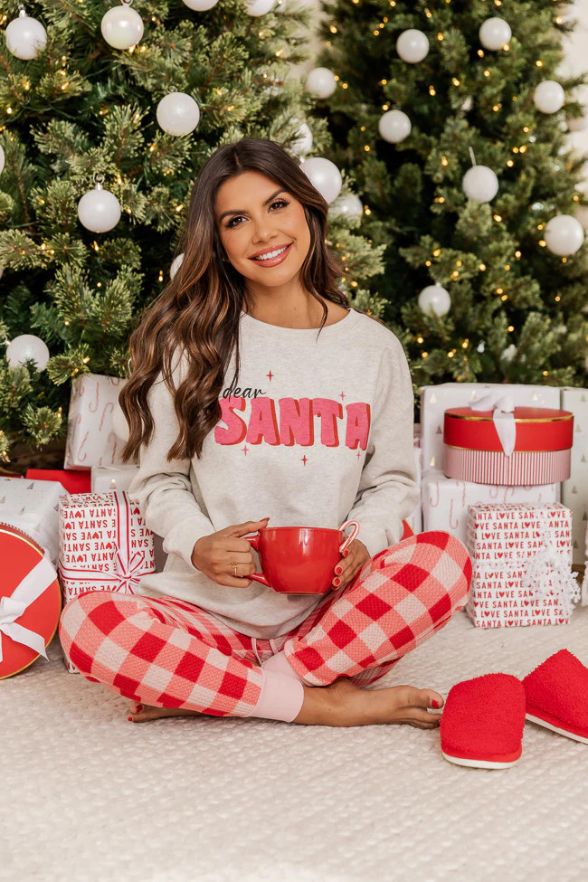 Dear Santa Ash Graphic Sweatshirt | Pink Lily