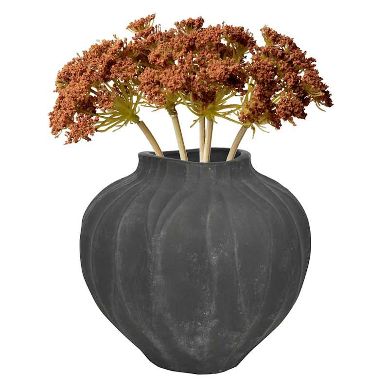 Black Ceramic Round Vase, 10.6" | At Home