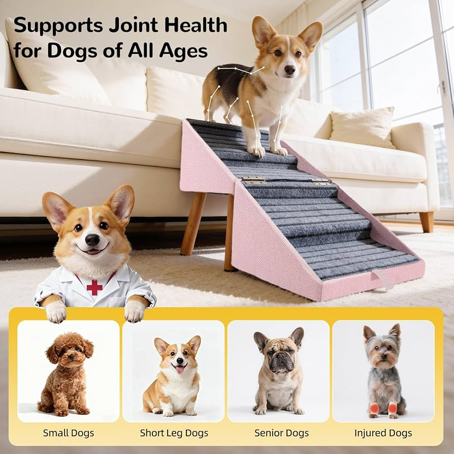 17.13" H Dog Stairs for Small Dogs, 2-in-1 Pet Steps & Ottoman - Foldable Dog Stairs for Couch, N... | Amazon (US)