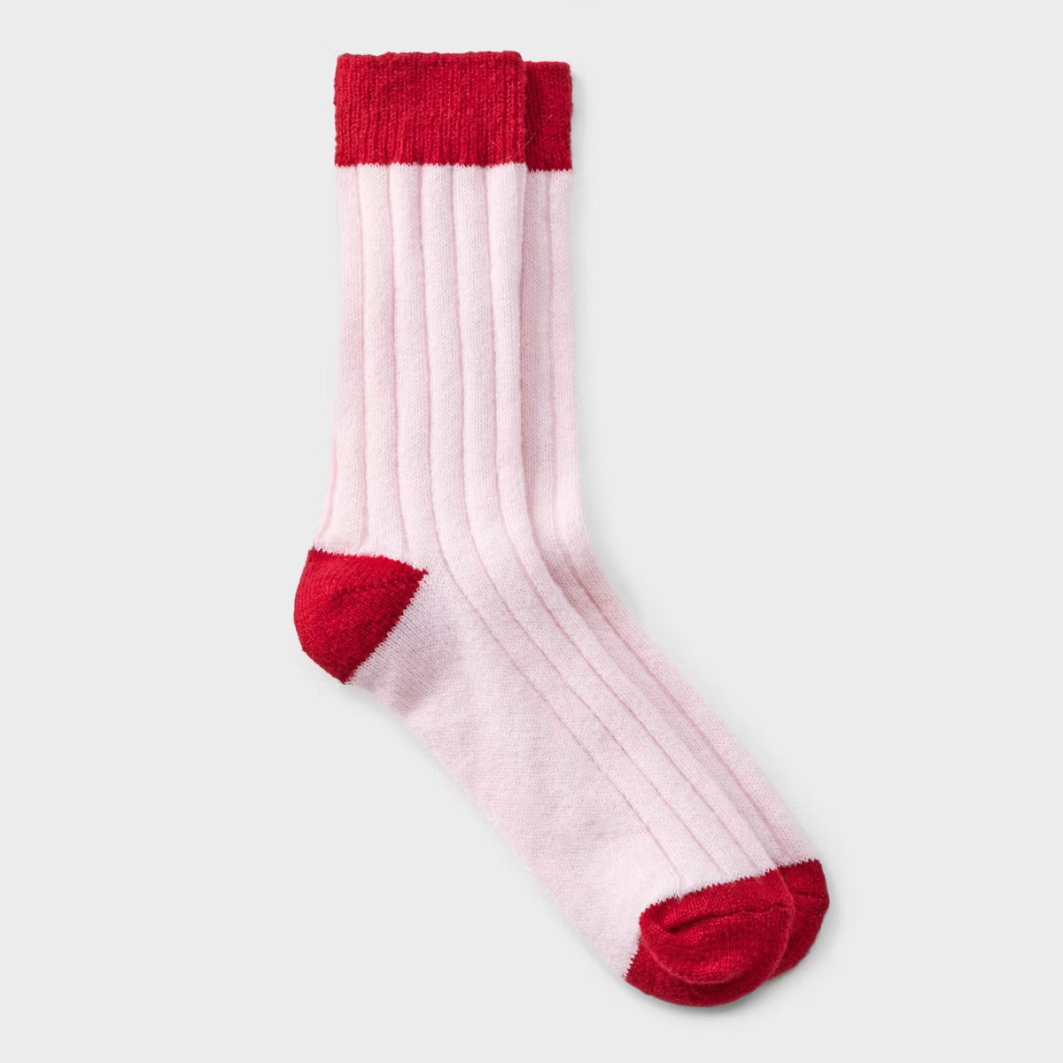 Women's Cozy Knit Ribbed Crew Socks - A New Day™ Red/Pink 4-10 | Target