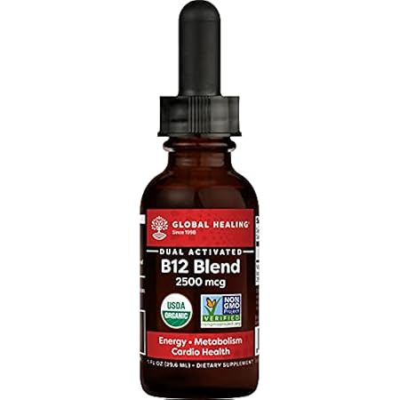 Global Healing Center Vegansafe B12, 2500 mcg Organic Sublingual Liquid Vitamin B12 Drops | 2-in-1 M | Amazon (US)