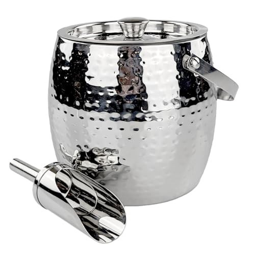 BREKX 3-QT Insulated Ice Buckets for Parties with Lid and Scoop - Iceberg Anchored Wine Chiller Champagne Bucket for Cocktail Bar, Metal Bucket with Lid, Non-Sweat | Amazon (US)