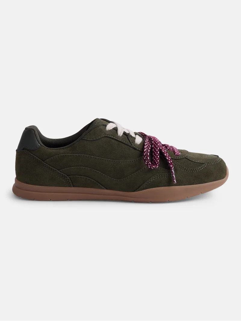 No Boundaries Women's Faux Suede Double Lace Sneakers | Walmart (US)
