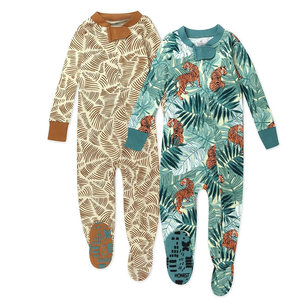 HonestBaby 2-Pack Non-Slip Footed Pajamas One-Piece Sleeper Jumpsuit Zip-Front Pjs 100% Organic C... | Amazon (US)
