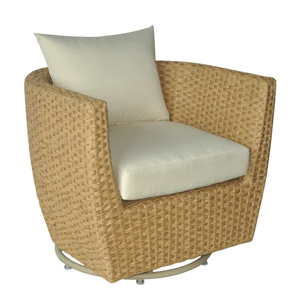 Everluck Swivel Chair, 1 piece, Beige Wicker with Tan Cushions - Walmart.com | Walmart (US)
