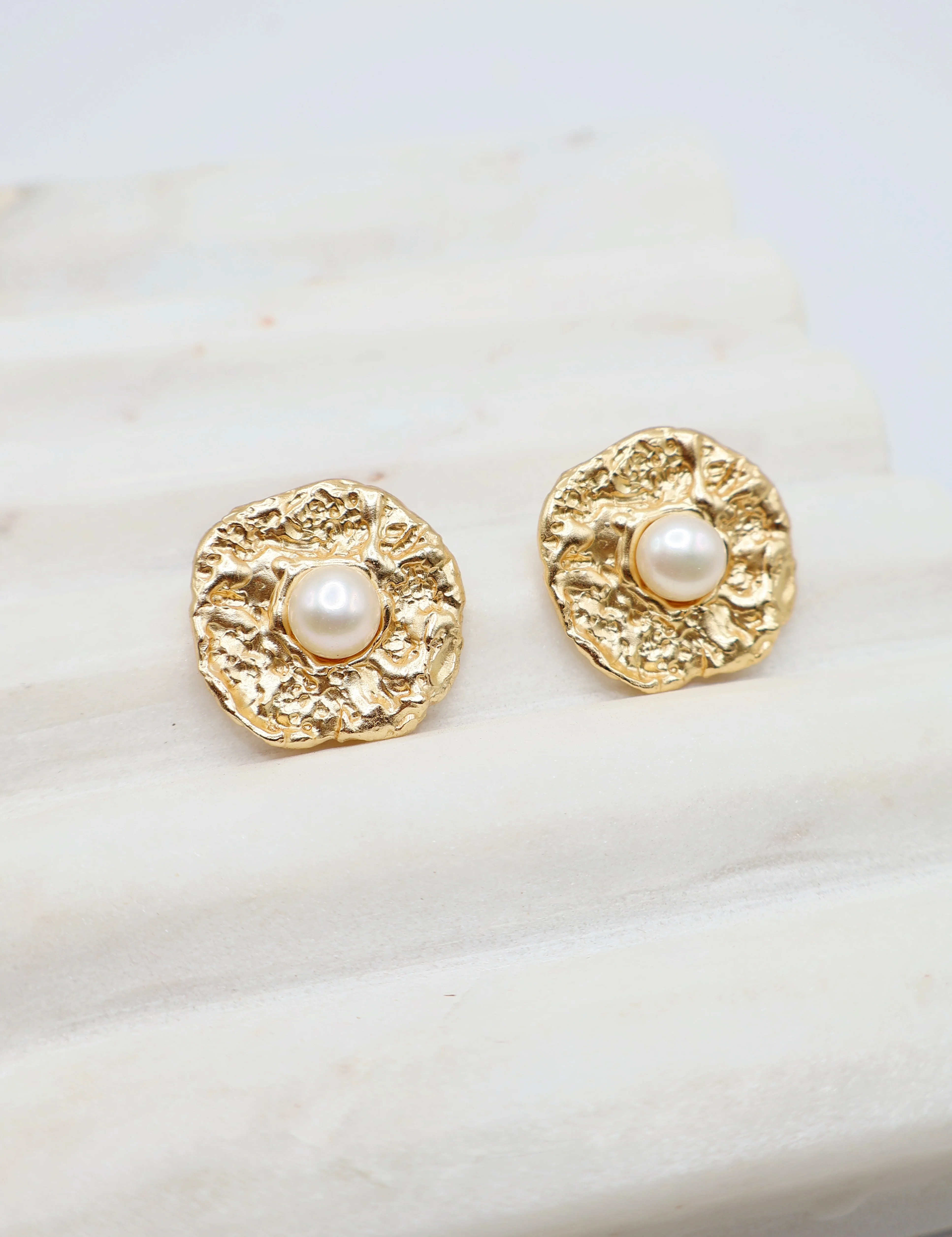 Eros Pearl Studs | 18K Gold Jewelry by Apelila | Apelila Jewelry