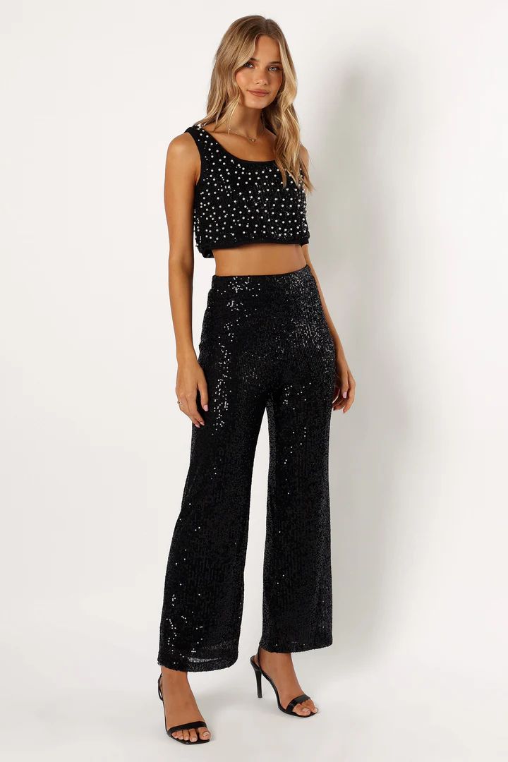 Lilianna Sequin Flare Pant - Black | Petal & Pup (US)