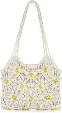 Emprier Crochet Beach Tote Bag for Women Mesh Flower Knitted Shoulder Bags Summer Beach Handmade ... | Amazon (US)