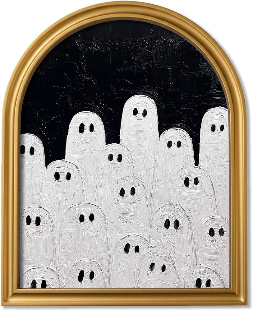 TwoDays Vintage Halloween Gold Arched Framed Ghost Wall Art, 11" x 13.8" | Amazon (US)