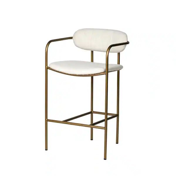 Parker Cream Fabric Seat with Gold Metal Frame Counter Stool | Bed Bath & Beyond