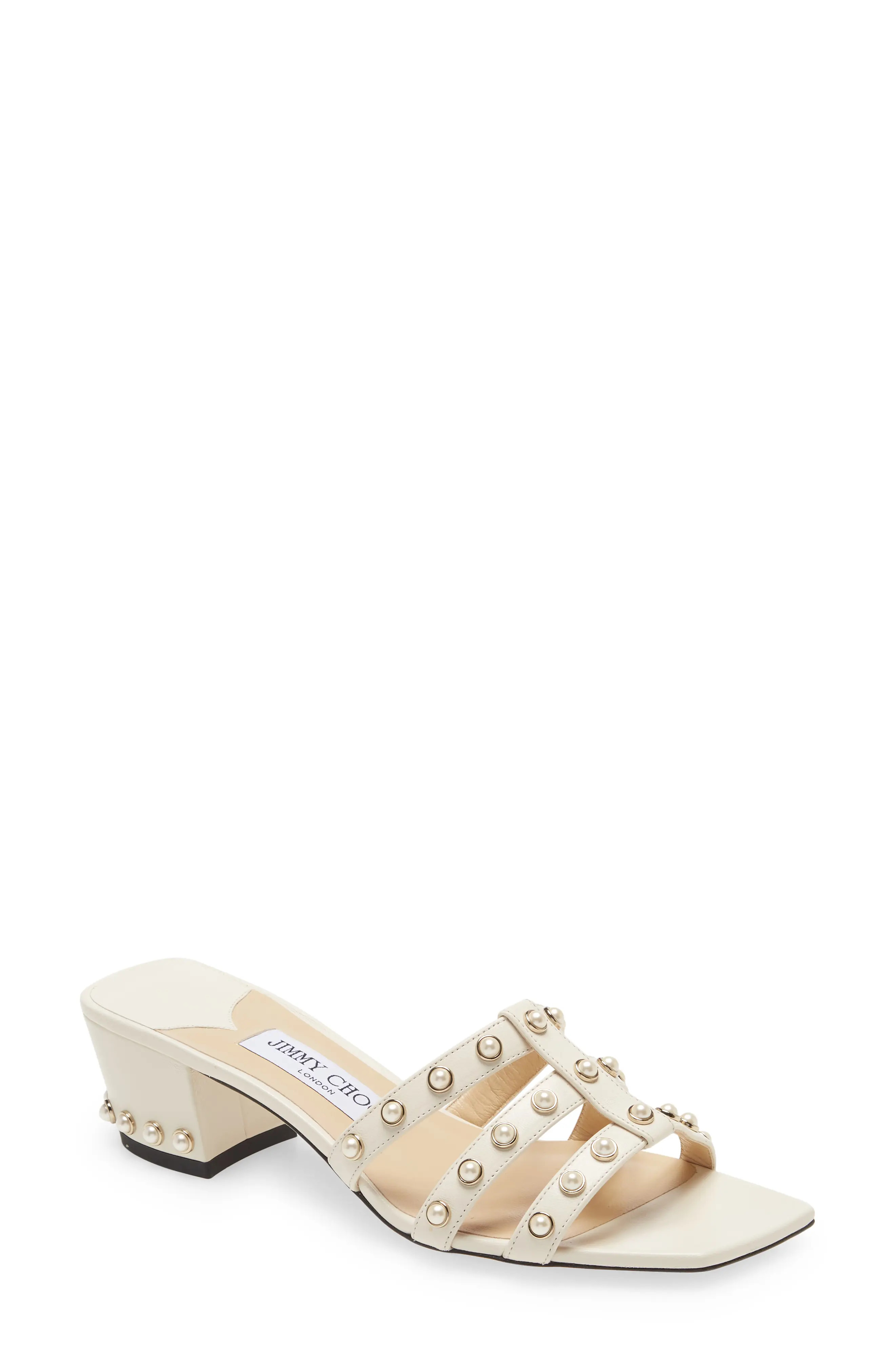 Jimmy Choo Hazal Imitation Pearl Cage Slide Sandal in Latte at Nordstrom, Size 10Us | Nordstrom