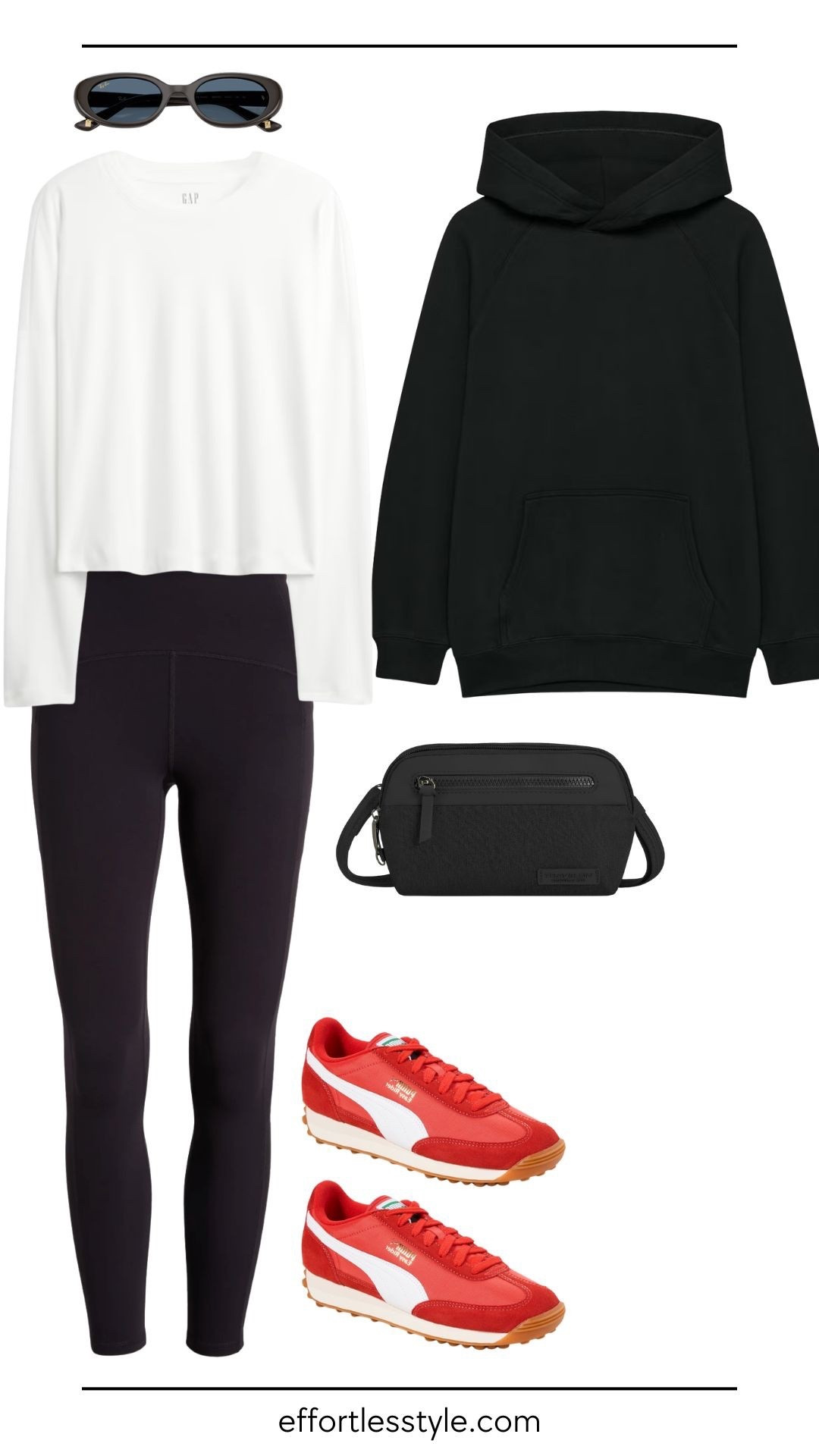 Travel home outfit: leggings + layers for maximum comfort. Black hoodie for the plane, white tee for warmer temps ✈️ 

#LTKootd #LTKTravel #LTKOver40