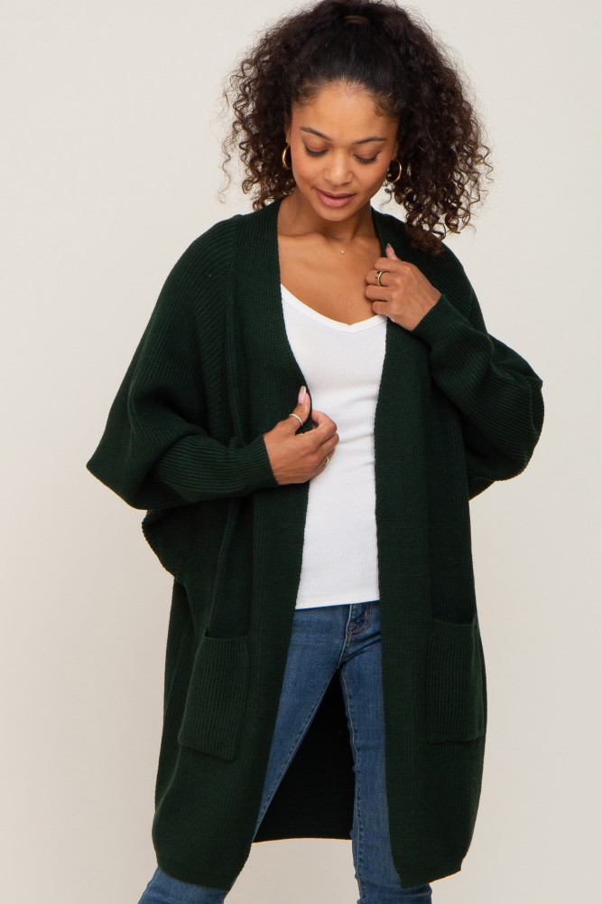 Forest Green Pocketed Knit Cardigan | PinkBlush Maternity