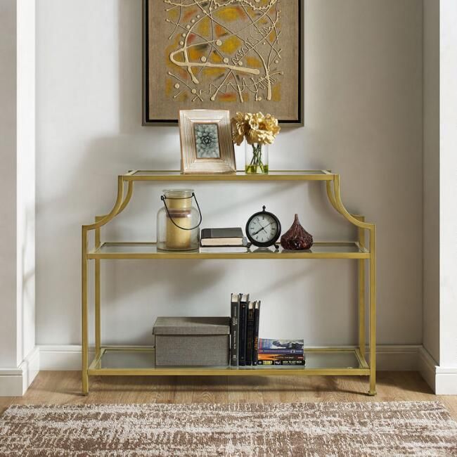 Gold Metal and Glass Milayan Console Table | World Market