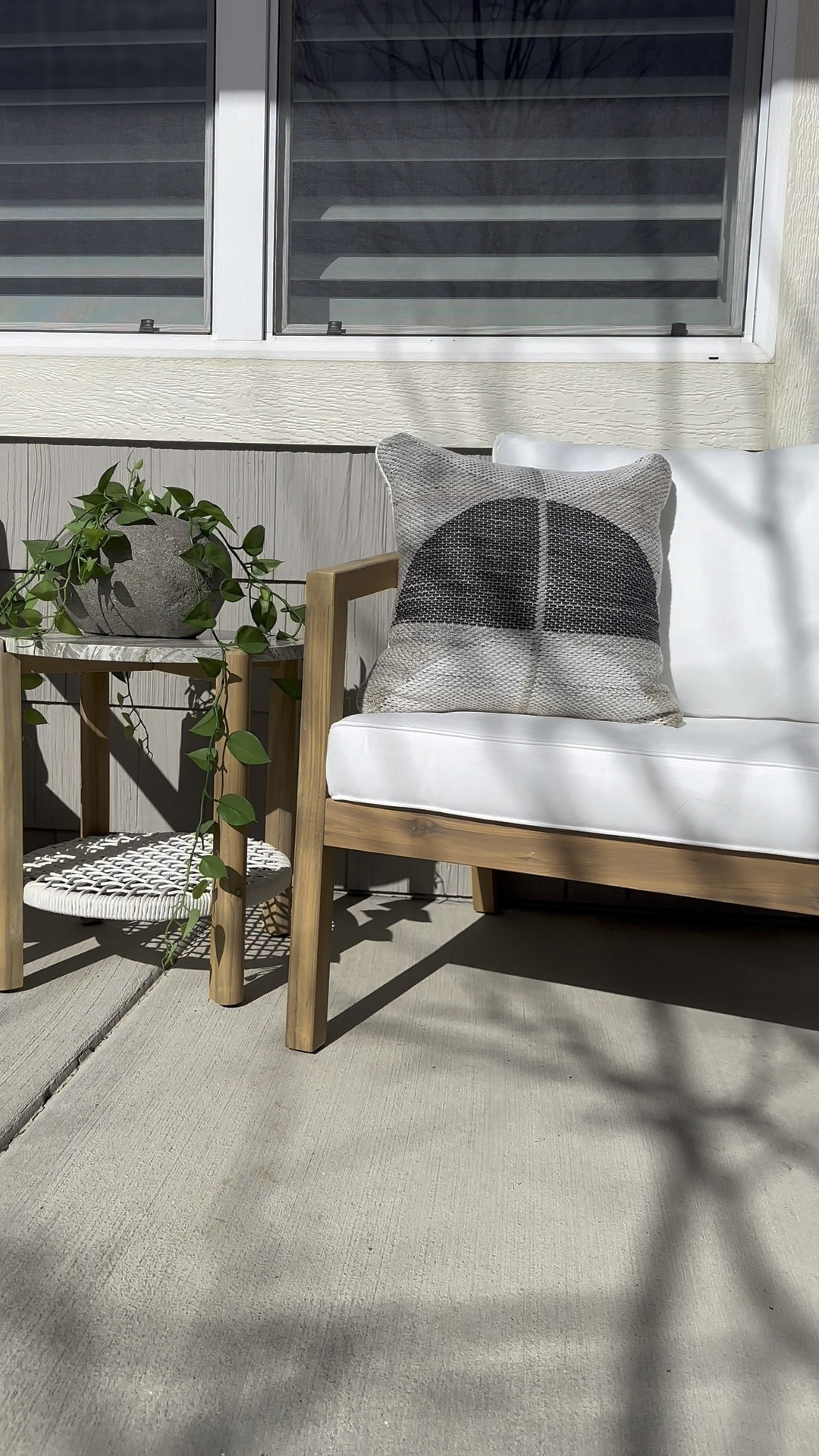This new 3 piece patio set is gorgeous!  My West Elm pillows look beautiful on it too.  It’s nice and heavy for those of you who get lots of wind like we do!  

#LTKhome #LTKVideo