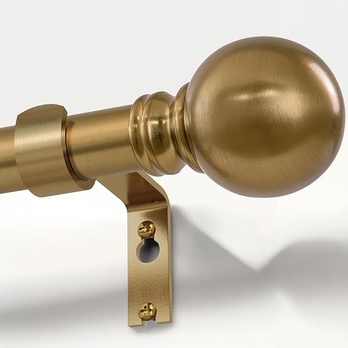 Warm Gold Curtain Rods for Windows 72 to144 Inch Brass Extra Long Heavy Duty Adjustable single 1"... | Amazon (US)