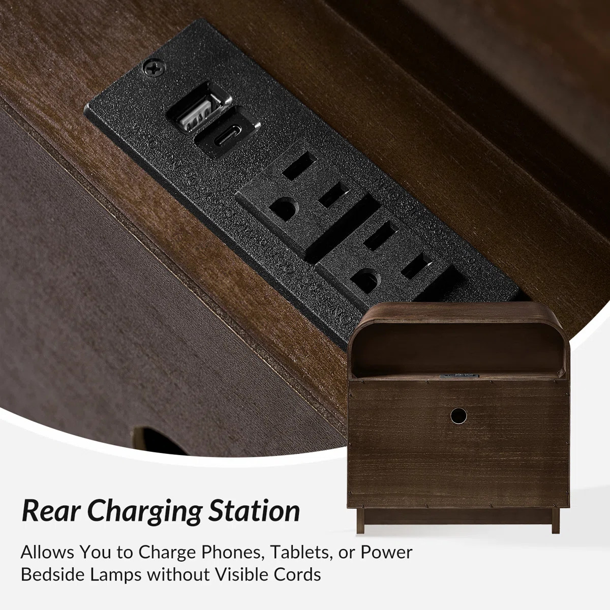 Melisa Modern 28"W 3-Drawer Fluted Curved End Table Simple Assemblly with Charging Station | Wayfair North America