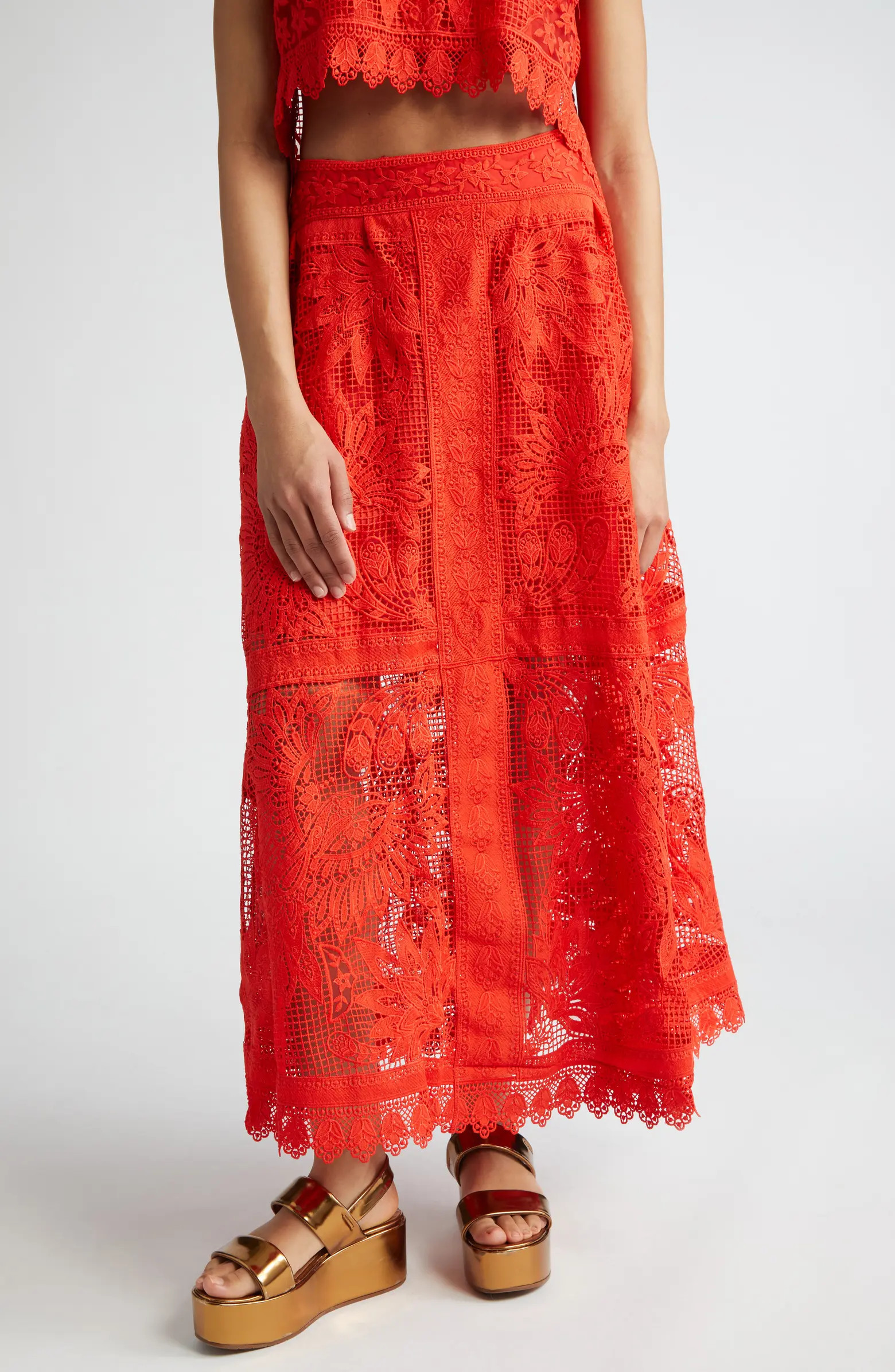 FARM Rio Toucan Guipure Lace Maxi Skirt | Nordstrom | Nordstrom