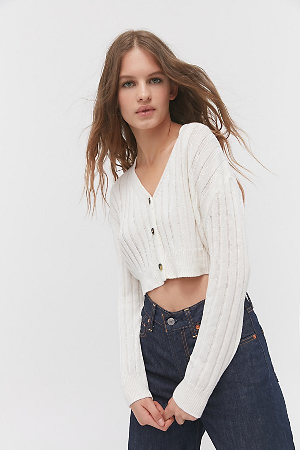 UO Carly Cardigan - White S at Urban Outfitters | Urban Outfitters (US and RoW)