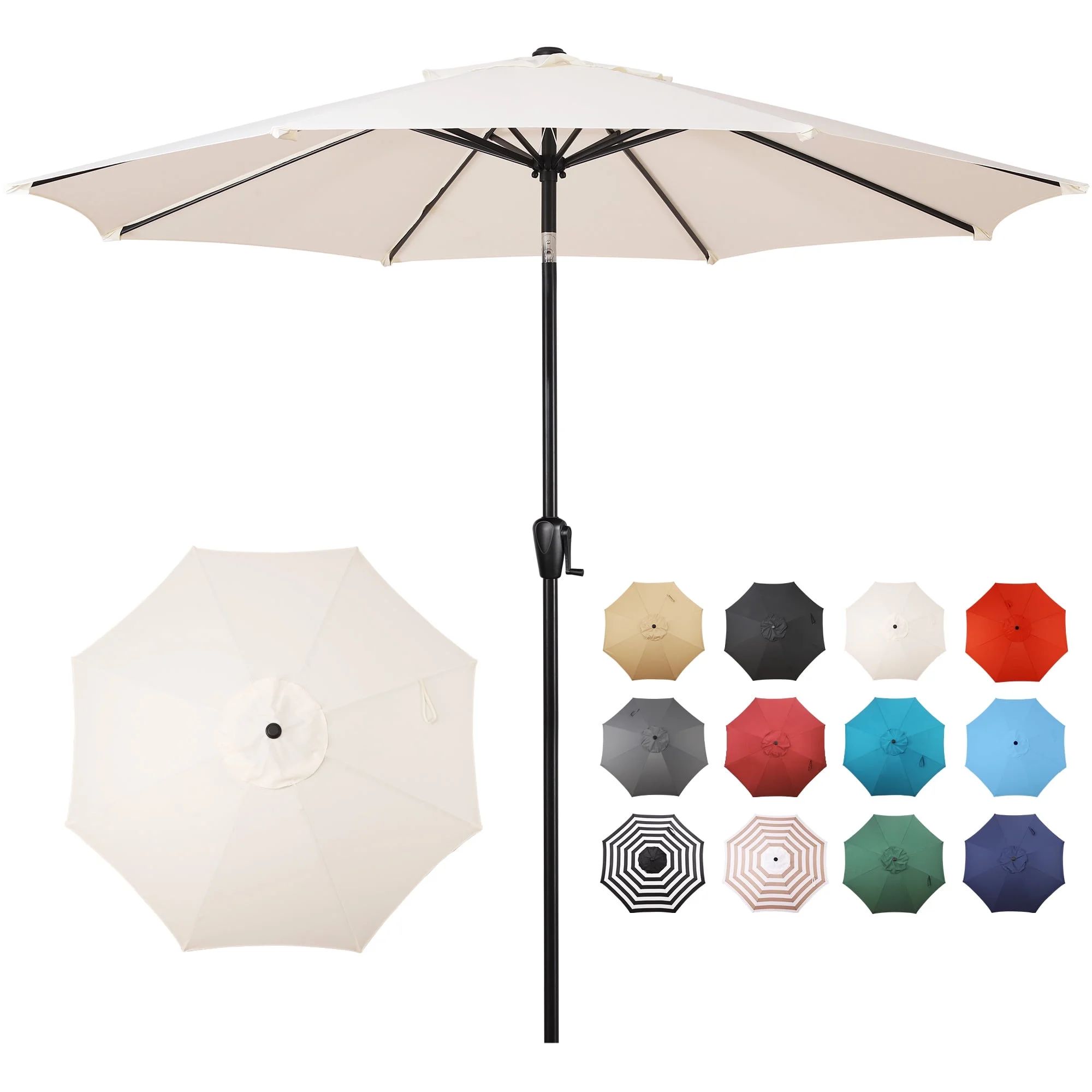 Sun-Ray 9 FT Patio Umbrella w/ Push Button Tilt and Crank Outdoor Umbrella, 8 Sturdy Ribs, UV Pro... | Walmart (US)
