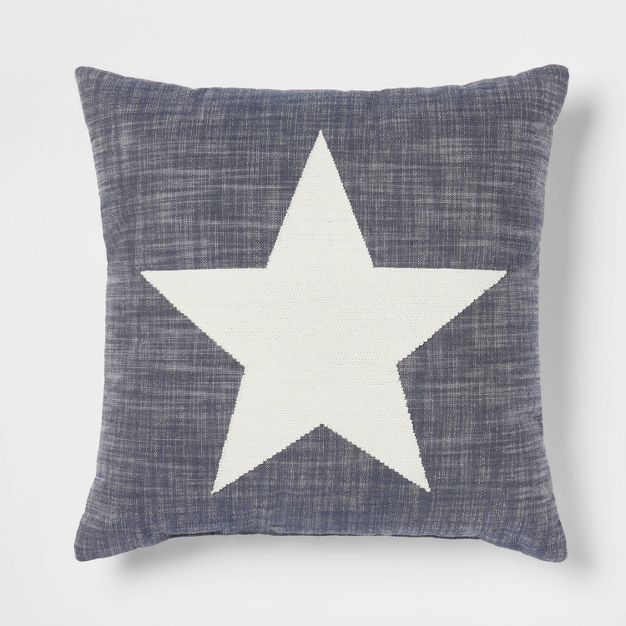 Embroidered Star Square Throw Pillow Blue - Threshold™ | Target