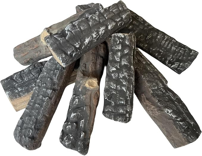 Gas logs 8pcs gas fireplace logs,simulated firewood,decorative ceramic wood fire logs,windless,fo... | Amazon (UK)