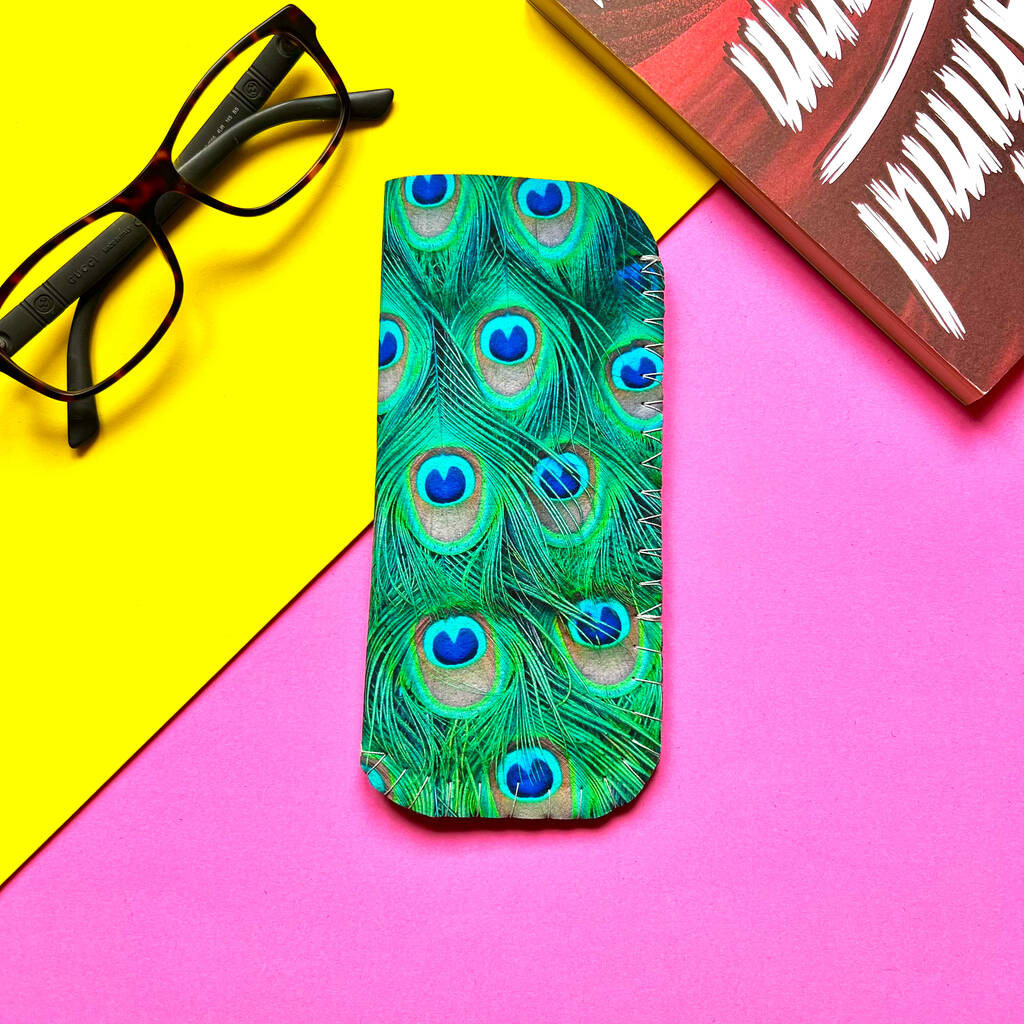 Peacock Feathers Glasses Case Two Design Options | Not On The High Street