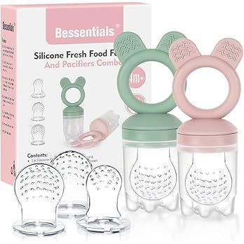 Baby Fresh Fruit Food Feeder Pacifier - 2 Packs BPA Free [3 Sizes Silicone Food Pouches Included]... | Amazon (US)