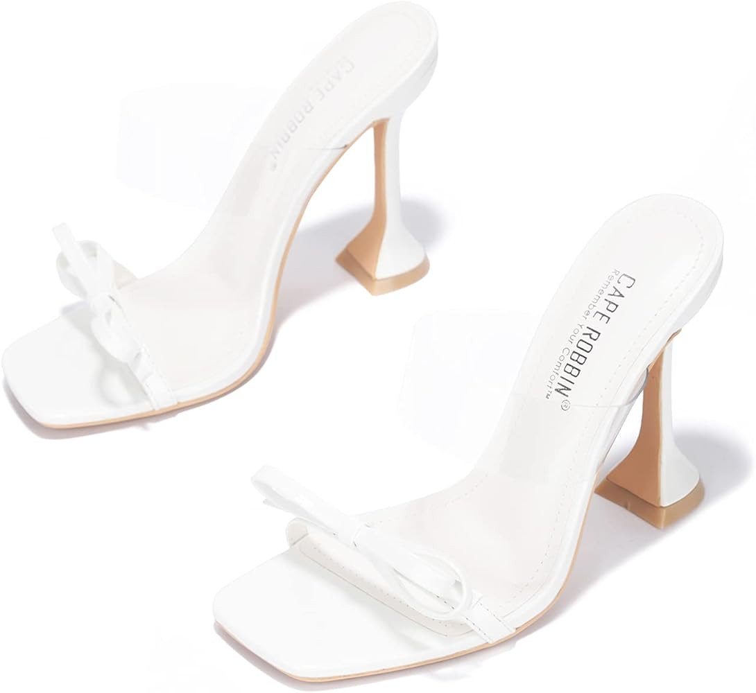 Cape Robbin Miska High Heels for Women, Transparent Strappy Open Toe Shoes Heels for Women | Amazon (US)