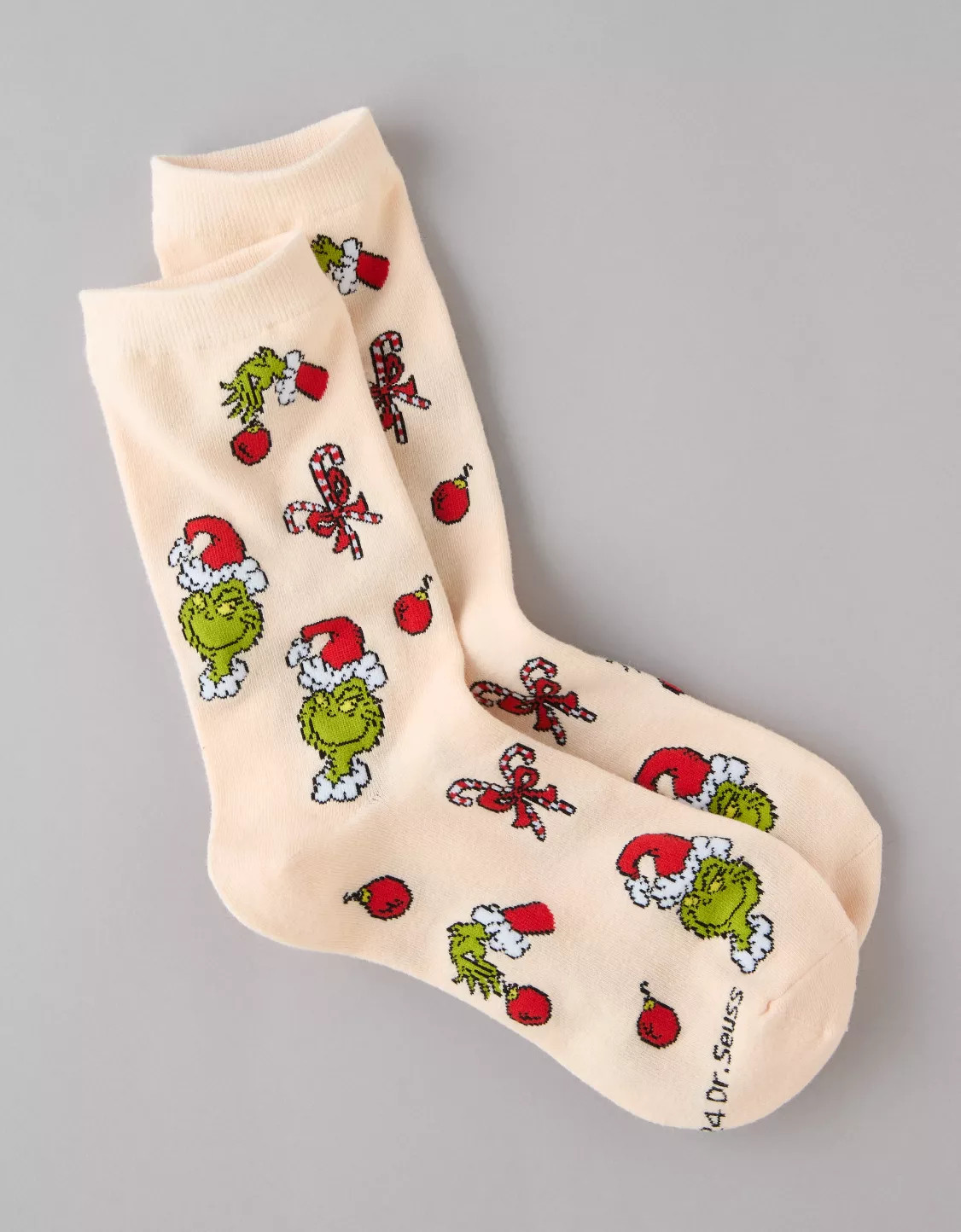 AE Girly Grinch Holiday Crew Socks | American Eagle Outfitters (US & CA)