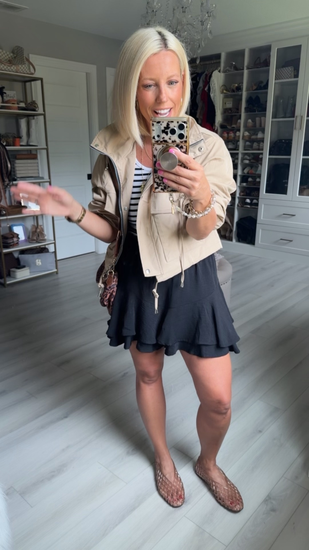 Skirt small
Tank and jacket medium 
Shoes run big

#LTKootd #LTKmomlife #LTKSeasonal