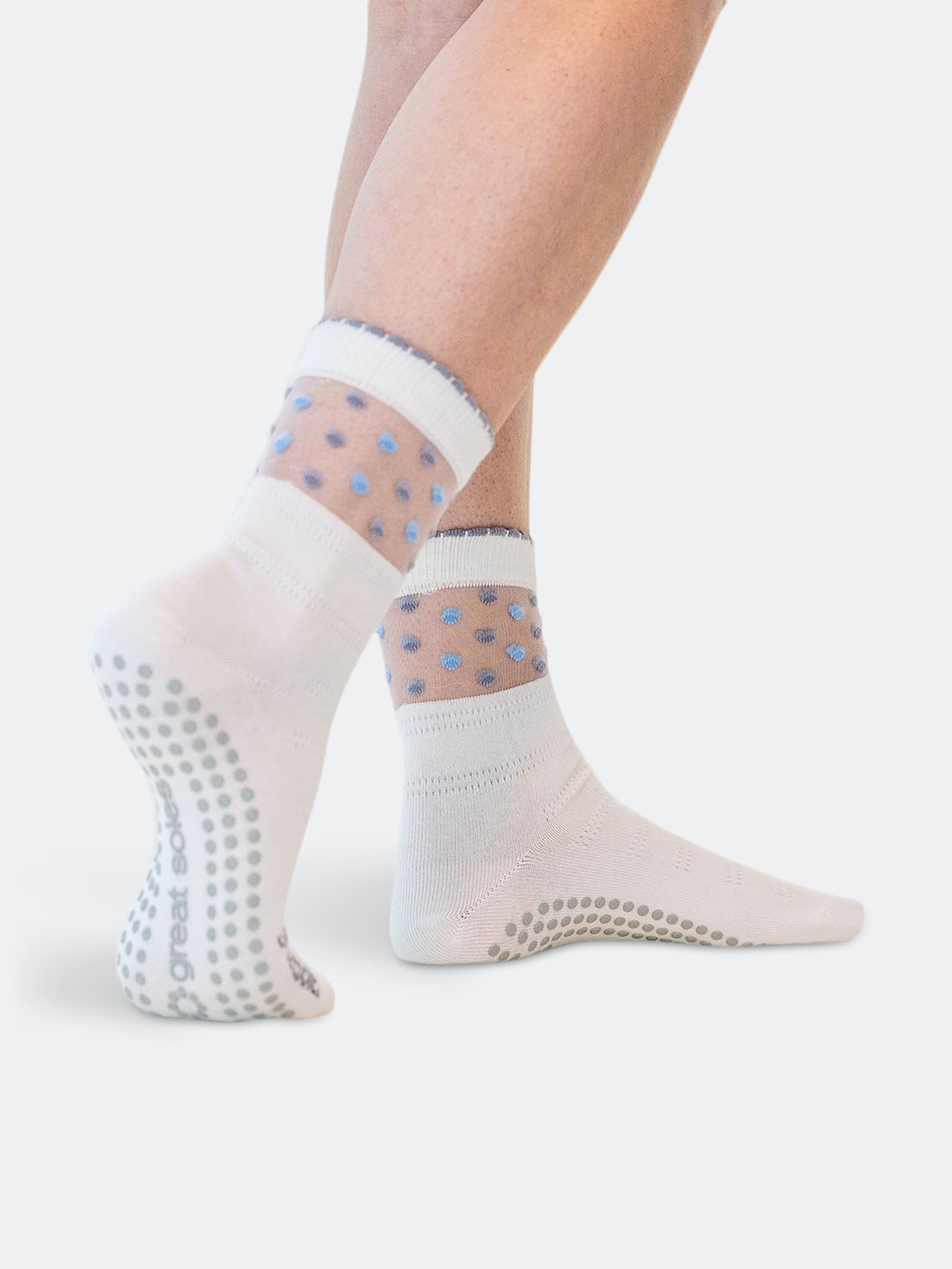 Harper Crew Grip Sock - Ivory/Grey - FITS MOST WOMEN SIZES 6-10 | Verishop