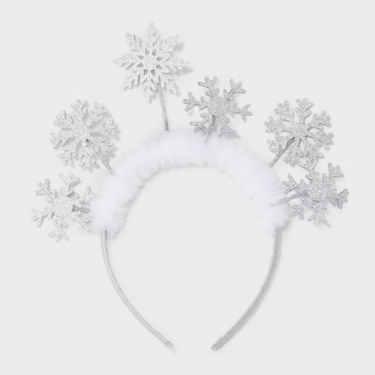 Holiday Fluffy Snowflake Headband - White/Silver | Target