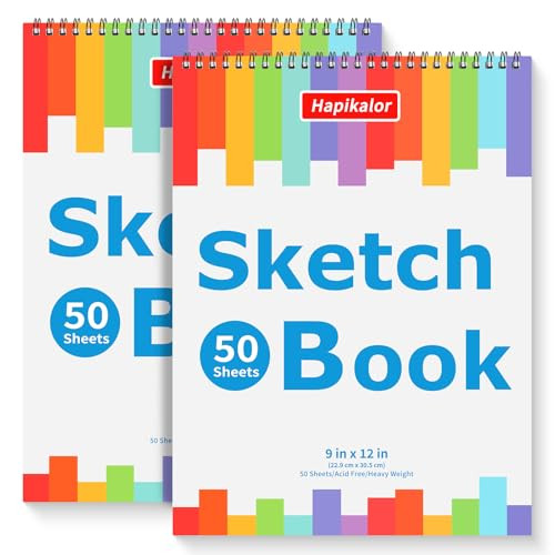 9" x 12" Sketch Book, 2-Pack 50 Sheets Spiral Bound Art Sketchbook Notebook | Amazon (US)