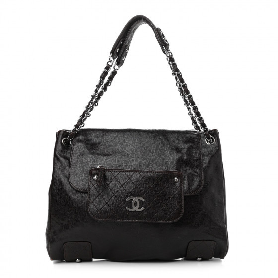 CHANEL Caviar Pocket In The City Tote Dark Brown | Fashionphile